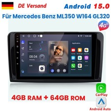 F&uuml;r Mercedes Benz ML350 W164 GL320 Carplay Android 15 Autoradio GPS Navi 4+64GB