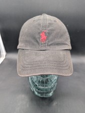 Polo Ralph Lauren Designer Black Cotton Red Pony Logo Youth Kids Stapback Hat
