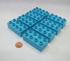 Lego Duplo Block AZURE BLUE 2x4 BRICK 8 Blocks Lot House Town Building