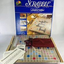 1987 Scrabble Deluxe Edition Crossword Word Game 100 Tiles No Score pad Vintage