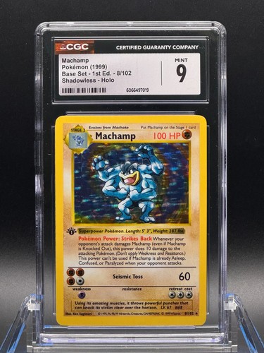 CGC 9 MINT ✨ - Machamp Base Set Shadowless 1st Edition 008/102 Holo - Picture 1 of 2