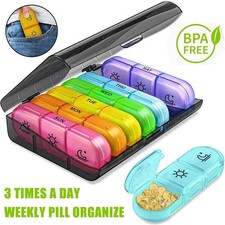 1X USA Weekly Pill Organizer 3 Times a Day 7 Day Daily Use Vitamins Holder Box
