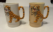 Vtg 1988 Ringling Bros Barnum And Bailey Circus 3D Tiger Plastic Mug Cups 2pc