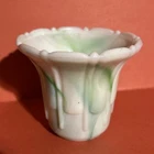 Very Vintage Akro - Agate Glass - Jade Green & Milk Glass Swirl Art Deco 3 1/2"
