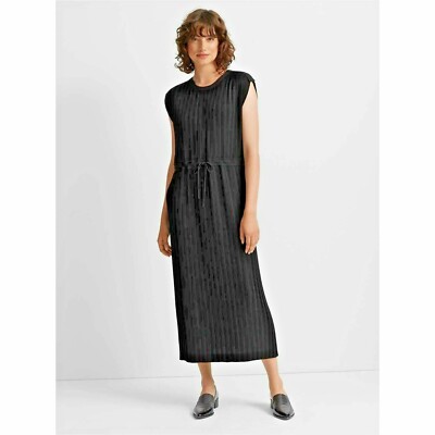 Club Monaco Pleated Dress Maxi Black Drawstring Waist Sleeveless Kaftan  sz.2 NWT | eBay