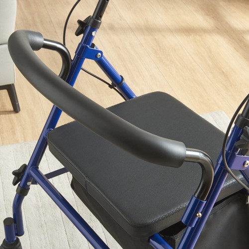 Lightweight Foldable Aluminium Rollator Walking Frame Wheeled Walker Padded Seat - Picture 24 of 25