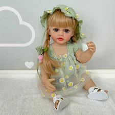 22" Lifelike Reborn Baby Dolls Full Body Vinyl Girl Gorgeous Newborn Feeding Toy