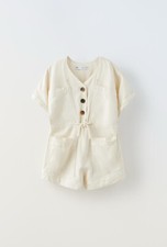 Zara Kid Contrasting Button Jumpsuit Girls Short