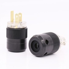 Pair 24k Gold Plated US AC Power Plug hifi DIY Audio IEC Female Cable Connector