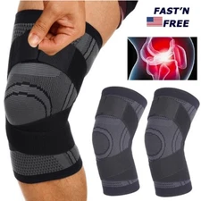 2×Knee Brace Compression Sleeve Support Sport Joint Arthritis Patella Stabilizer