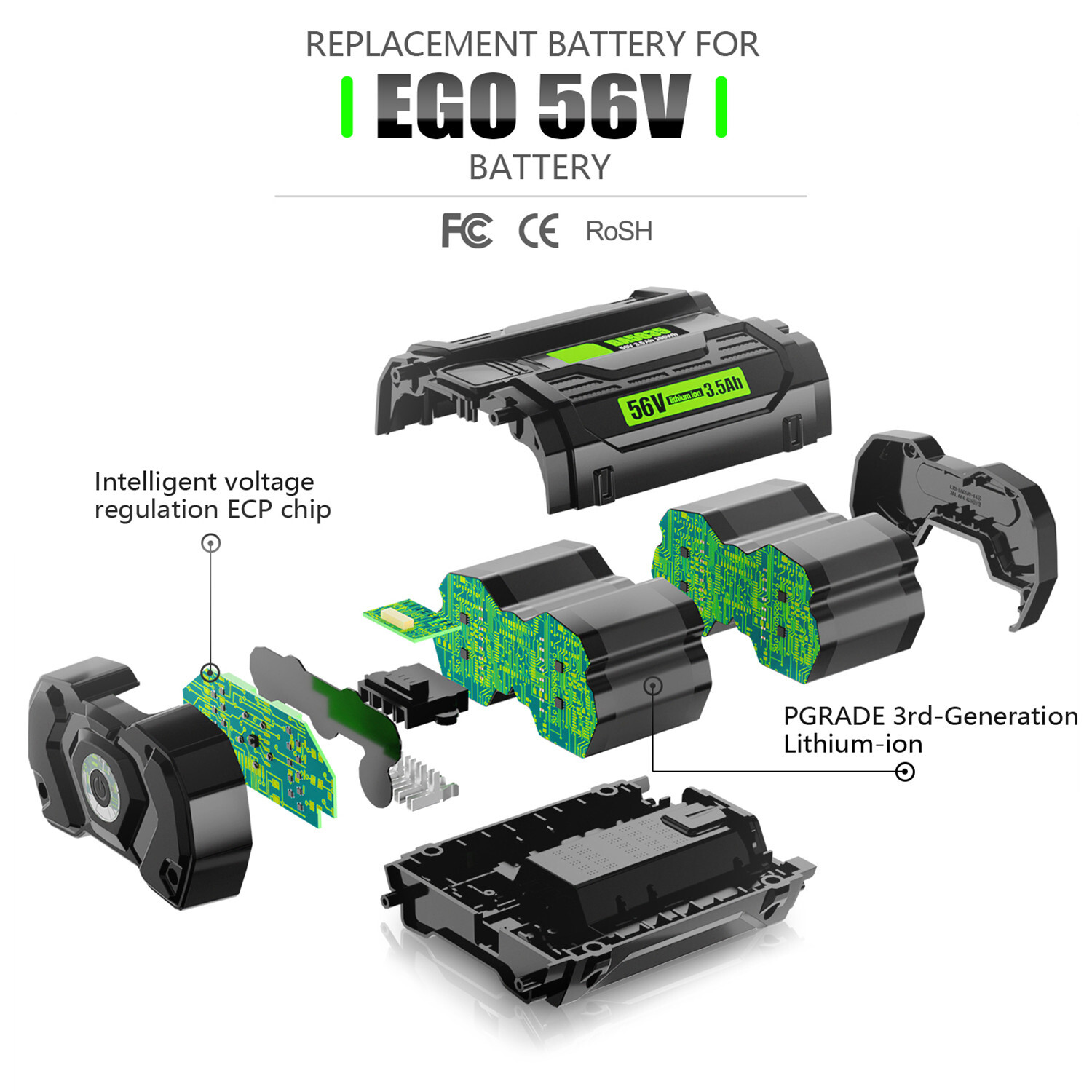 2x For EGO 56Volt Power+ BA2800T 3.5Ah Lithium-ion Battery BA1400 BA4200 BA1120