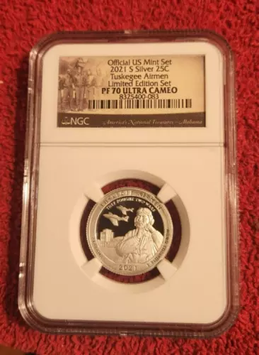 2021 S Silver 25c Tuskegee Airmen Quarter NGC PF 70 Ultra Cameo