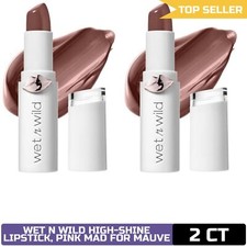 wet n wild Mega Last High-Shine Lipstick Set, Pink Mad for Mauve, Pack of 2