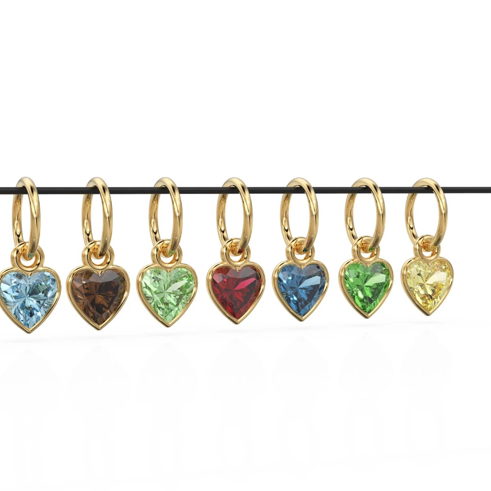 5mm Heart Shape Diamond Gemstone Charm Pendant 14k 18k Solid Gold Bezel Pendant - Image 3 of 4