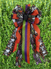 Halloween Handmade Bow for Door Hanger, Mailbox, Wreath, Tree, Lantern, Seasonal