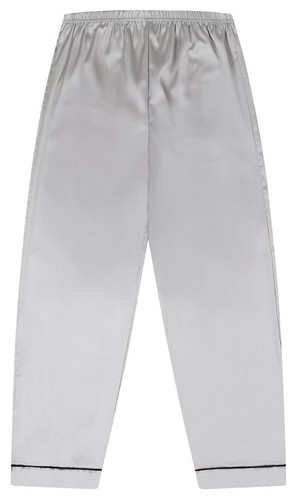 Girl's Silver Satin Long Two Piece Pyjama Set - Picture 7 of 8