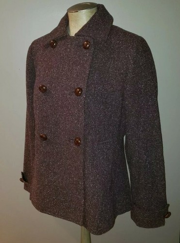 NWT LL BEAN HARVEST WOOL BLEND TWEED LADIES PLUM BERRY DRESS PEA COAT S RET $159 - Picture 11 of 11