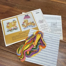 The Creative Circle Dandy Duckies Waste Canvas Embroidery Kit CUTE Vintage 1984