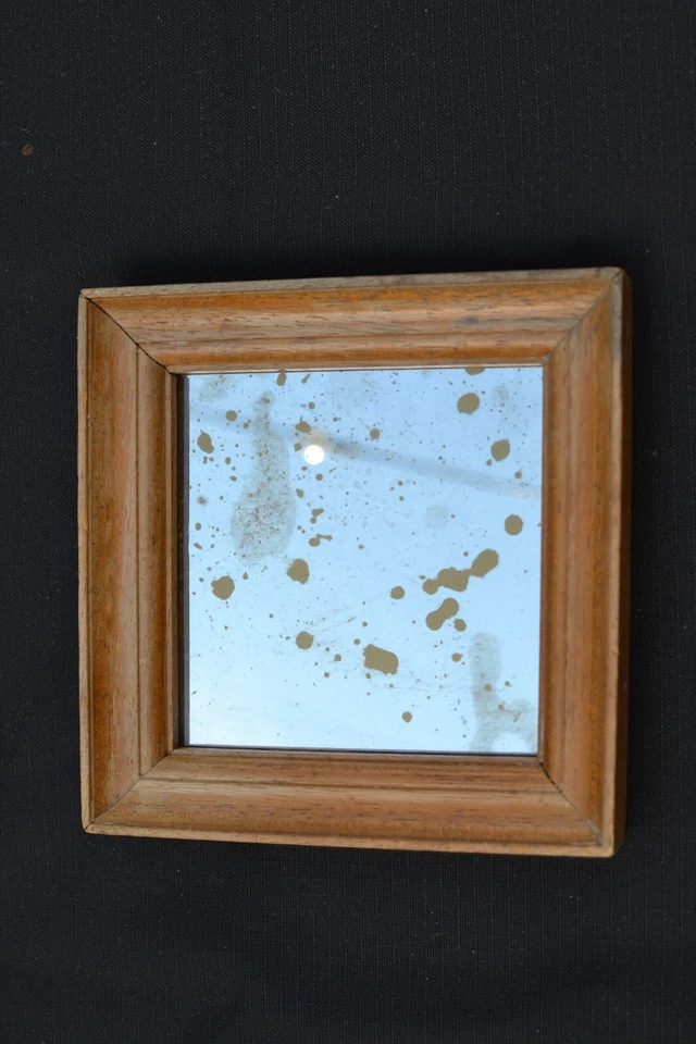 6 espejos antiguos hechos a mano - marcos marrón, dorado, verde y negro Foto 3 de 4