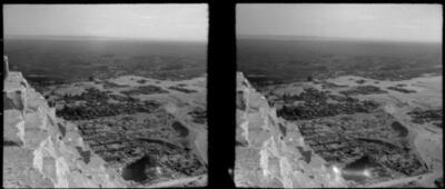 Egypt Looking down onto village from summit of Cheops Pyramid Egyp - Old Photo