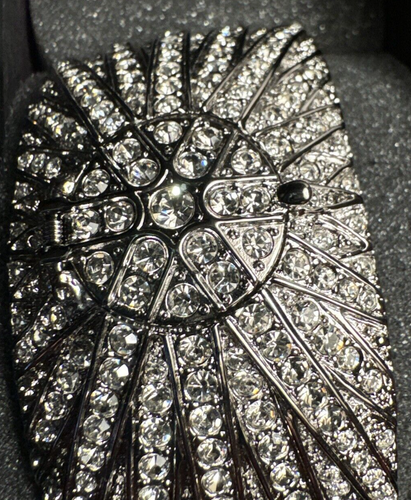 Victoria Wieck Beverly Hills Rhinestone Silver Tone Hidden Cuff Watch Bracelet - Picture 4 of 11