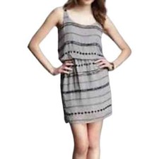 Romeo & Juliet Couture Gray Chiffon Beaded Mini Dress Size Small