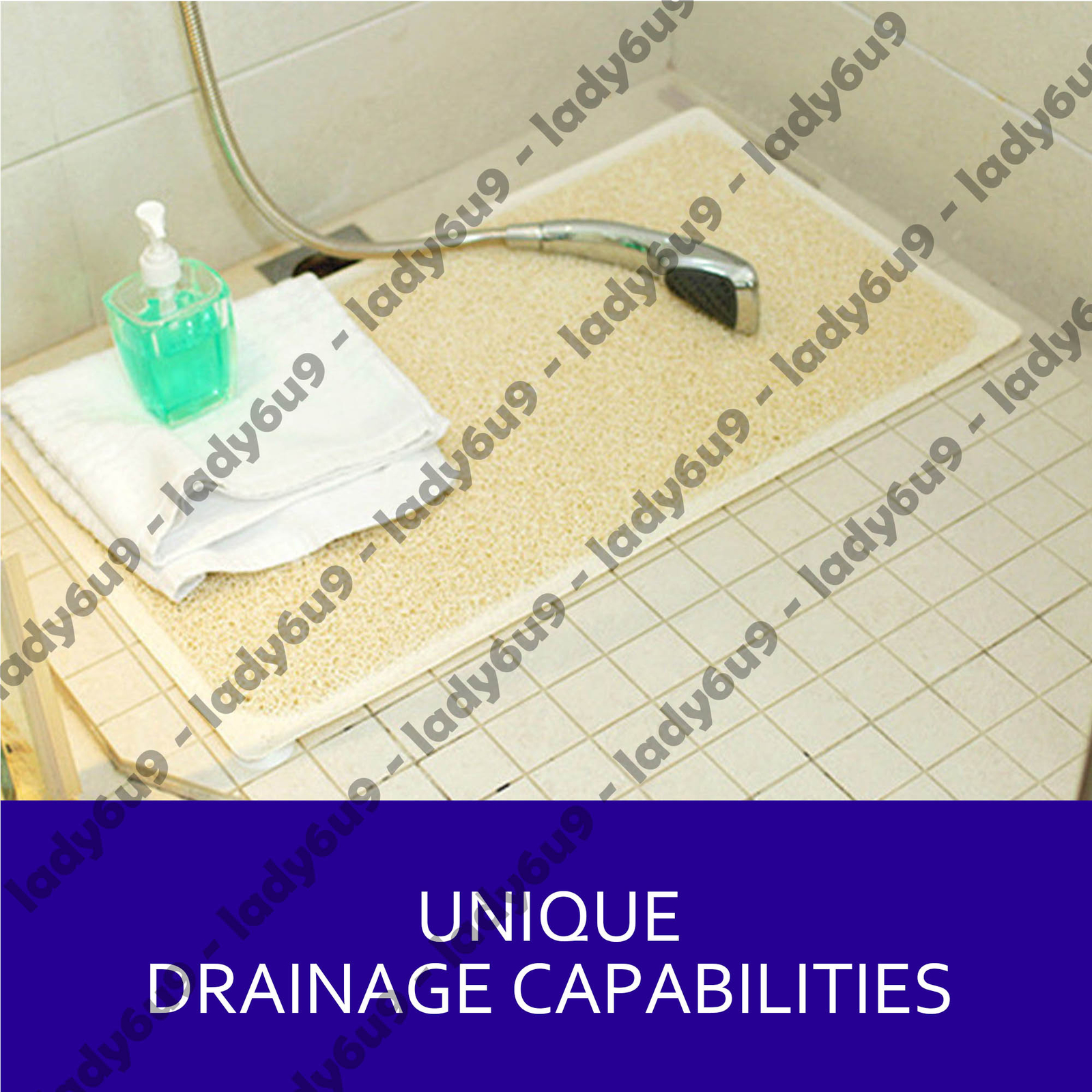 Anti Slip Loofah Shower Rug Bathroom Bath Mat Carpet Water Drains Non