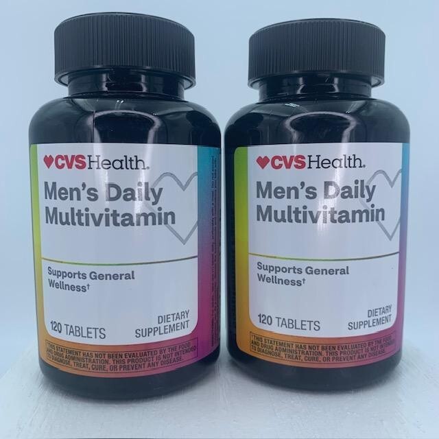 CVS Men's Daily Multivitamin 2 Bottles (Lot of 2) 120 Count Each Bottle