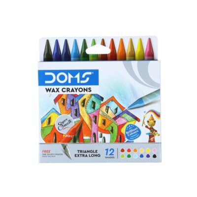 Doms Non-Toxic Triangle Extra Long Wax Crayons Set in Cardboard Box