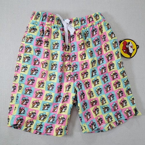 Buc-ee's Jungen Gr. YM Pastell Logo Print gefüttert Gummibund Badehose Badeanzug