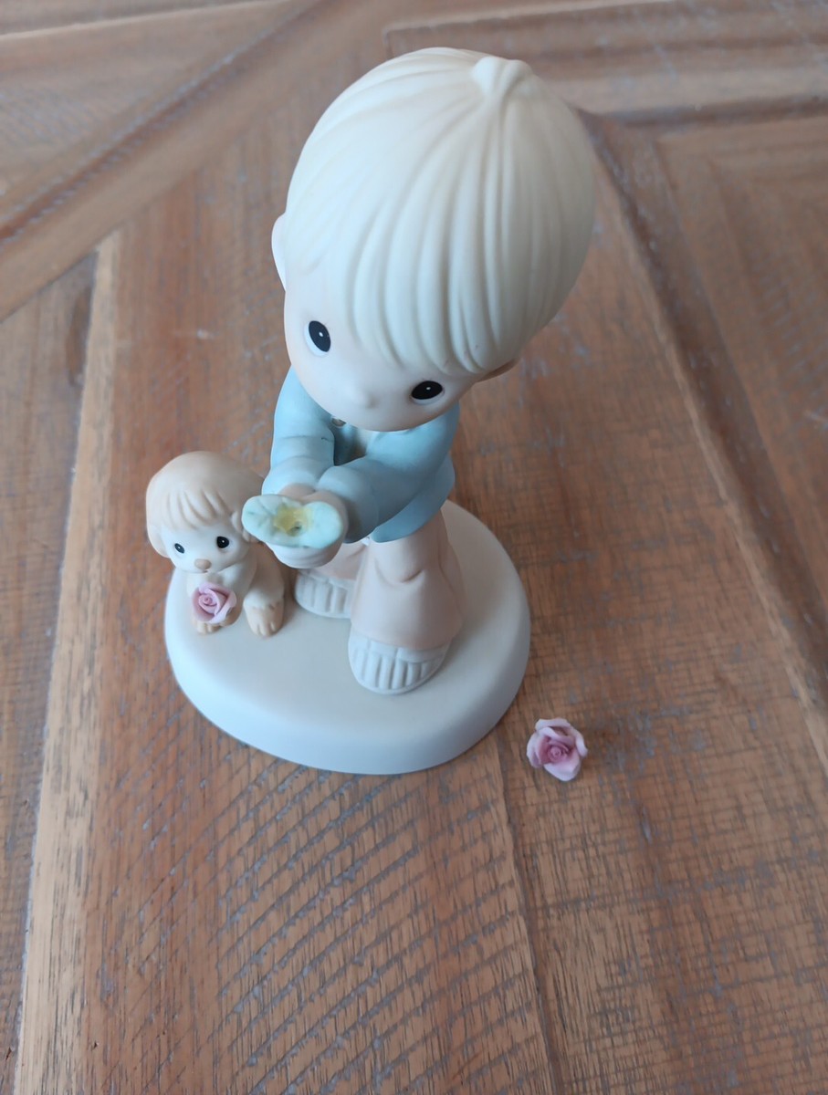 Precious Mmnts Boy with Puppy and Rose Proposal Would You Be Mine #890015  Broken | eBay