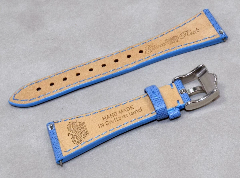 NOVA Pulseira de Relógio Glam Rock Couro Azul 22mm GS4253 - Imagem 2 de 2