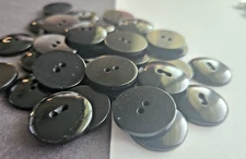 12 Black Circle slightly domed 2-hole sew through Buttons 3/4" 20mm 