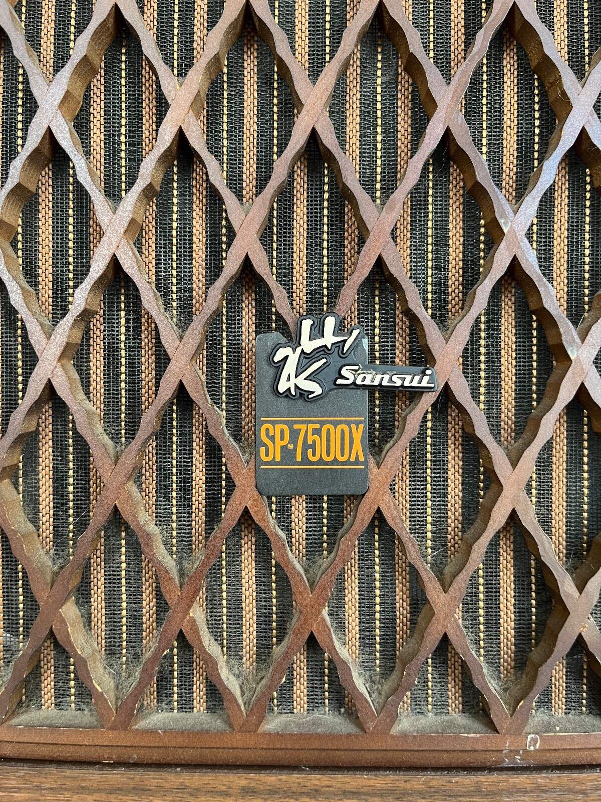 Vintage Speakers Sansui SP 7500X 4 Way Walnut Speaker Set Lattice