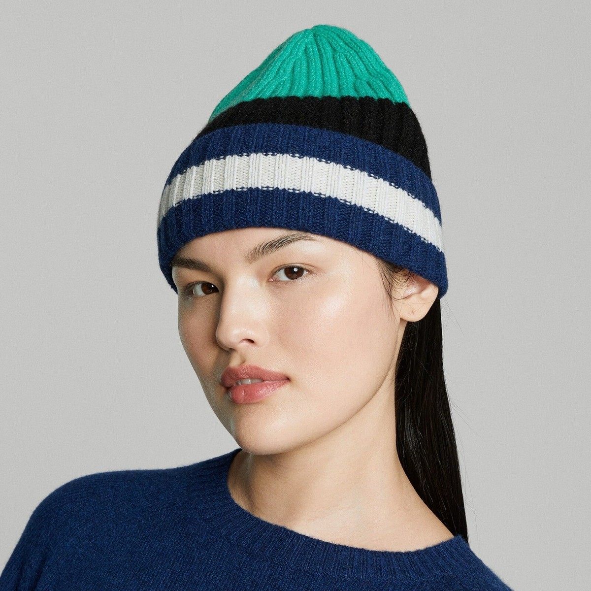 EVERLANE Beanie Hat LOT OF 2 - Unisex Cashmere Striped One Size Womens Mens NEW EVERLANE Beanie Hat Unisex Cashmere Wool Striped One Size  main image 3