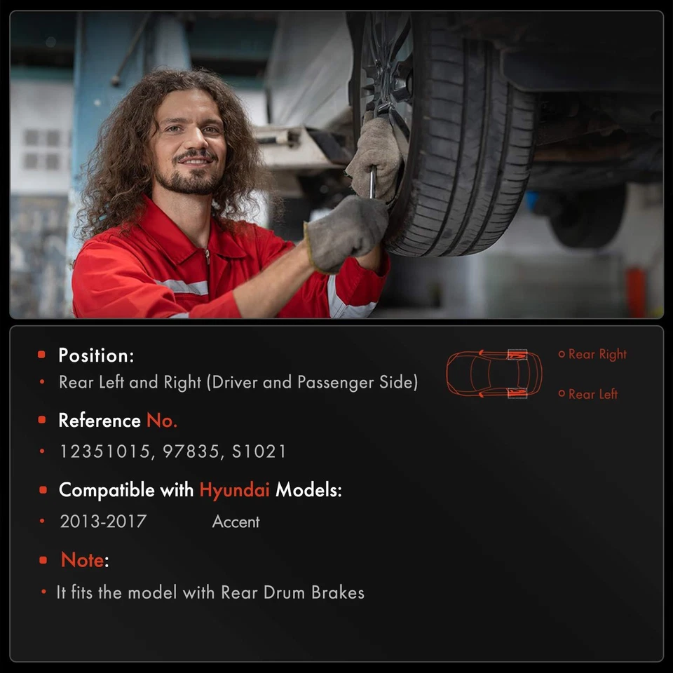 Tambor de freno trasero + zapata de freno de cerámica para Hyundai Accent 2013 2014 2015 2016 2017 Foto 2 de 4