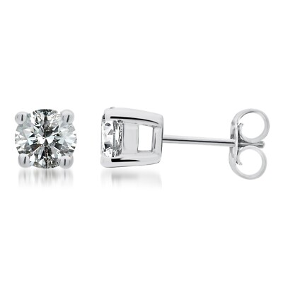 Sterlingsilber 1,00 ct Krappen-Set runder Diamantrücken Solitär Ohrstecker