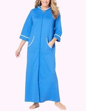 Dreams  Co. Plus Size Cobalt Blue 3/4 Sleeves Long Hooded Robe Size 2X 26/28 