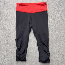 Lululemon Legging Pants Womens Size 4 Black Red 24x17 Crop Athleisure Gym Yoga