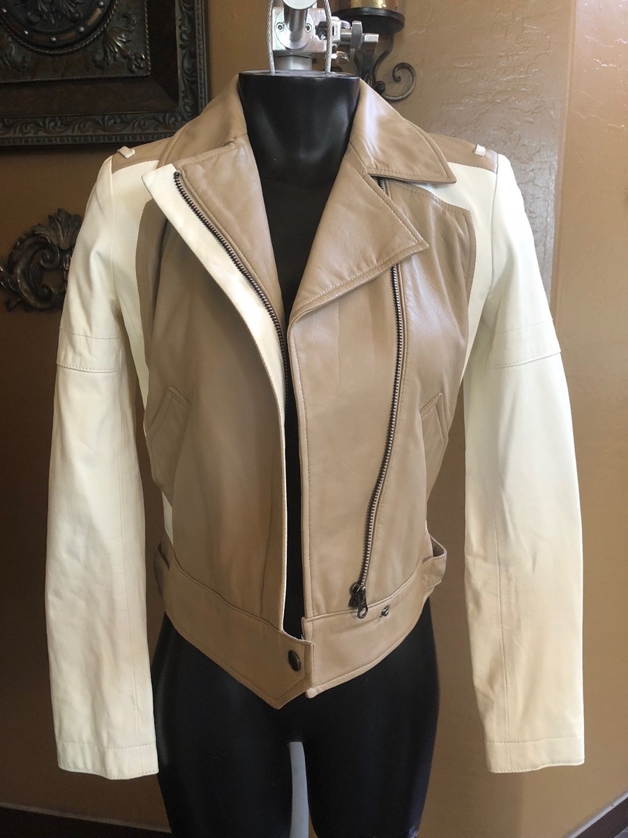 TRUTH & PRIDE COLOR-BLOCK LEATHER MOTO JACKET sz M | eBay