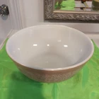Vintage Pyrex Large #404 Woodland Tan White Flowers Mixing Bowl 10 1/2" X 4 3/8"