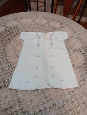 Vintage Baby Girl Layette Receiving Gown Pale Blue With Embroidery