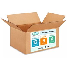 Medium Moving Boxes 12 x 9 x 6 inches 5-Pack - Extra Strength 200 lb vs R...