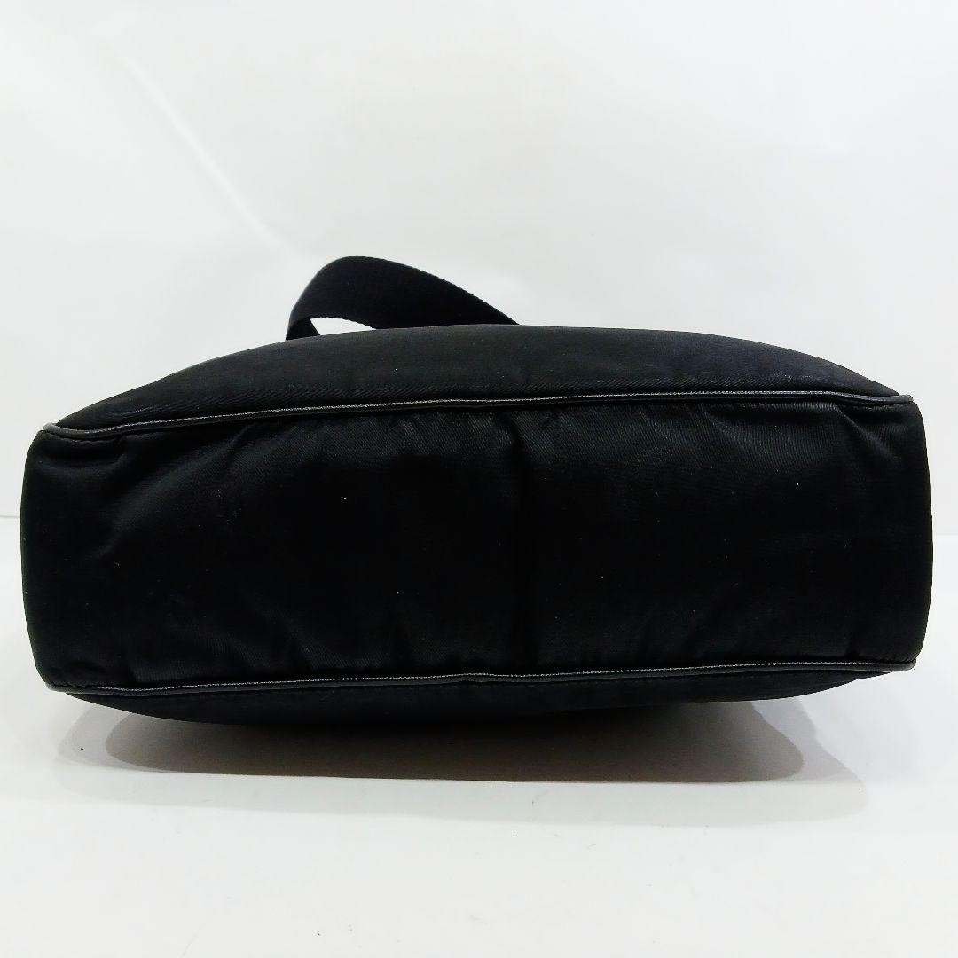 PRADA Shoulder Bag Saffiano x Nylon Black Shadow Logo with Certificate thumbnail 7