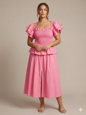 Women’s Smocked Toccin NY Flutter Sleeve Dress with Pockets size XL