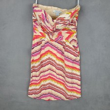 Charlie Jade Silk Dress Womens XS Multicolor Strapless Sweetheart Cocktail Mini