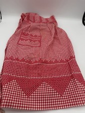     VTG Red Gingham Half Apron   Cottage Farmhouse   Tie Waist   Front Pocket