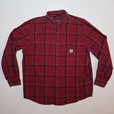 Carhartt Mens 105433 Loose Fit Midweight Chambray Shirt Large Barn Red Plaid