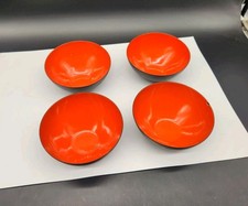 Vintave KRENIT 5" SET Of 4 Black Orange ENAMEL BOWLS DENMARK MCM