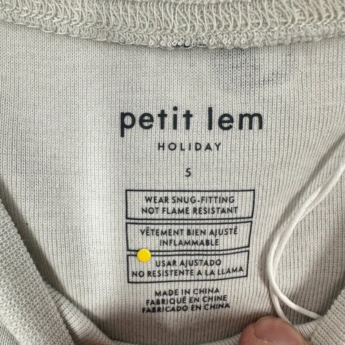 Petit Lem Holiday Light Grey Husky Dog Winter Holiday 2 Piece Pajama Set NWT - Picture 8 of 9